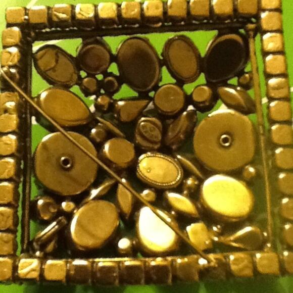 Weiss Signed Vintage Large Amber Topaz Pin - Picture 2 of 4